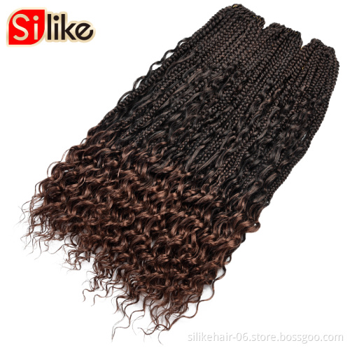 Messy Goddess Bohemian Box braids Un-ruly Synthetic Crochet Hair Bohemian Hair With Curls 18inch freetress boho hippie braid